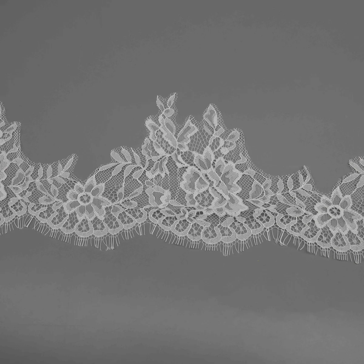 White Floral and Leaf Scalloped Lace Trim for Lingerie