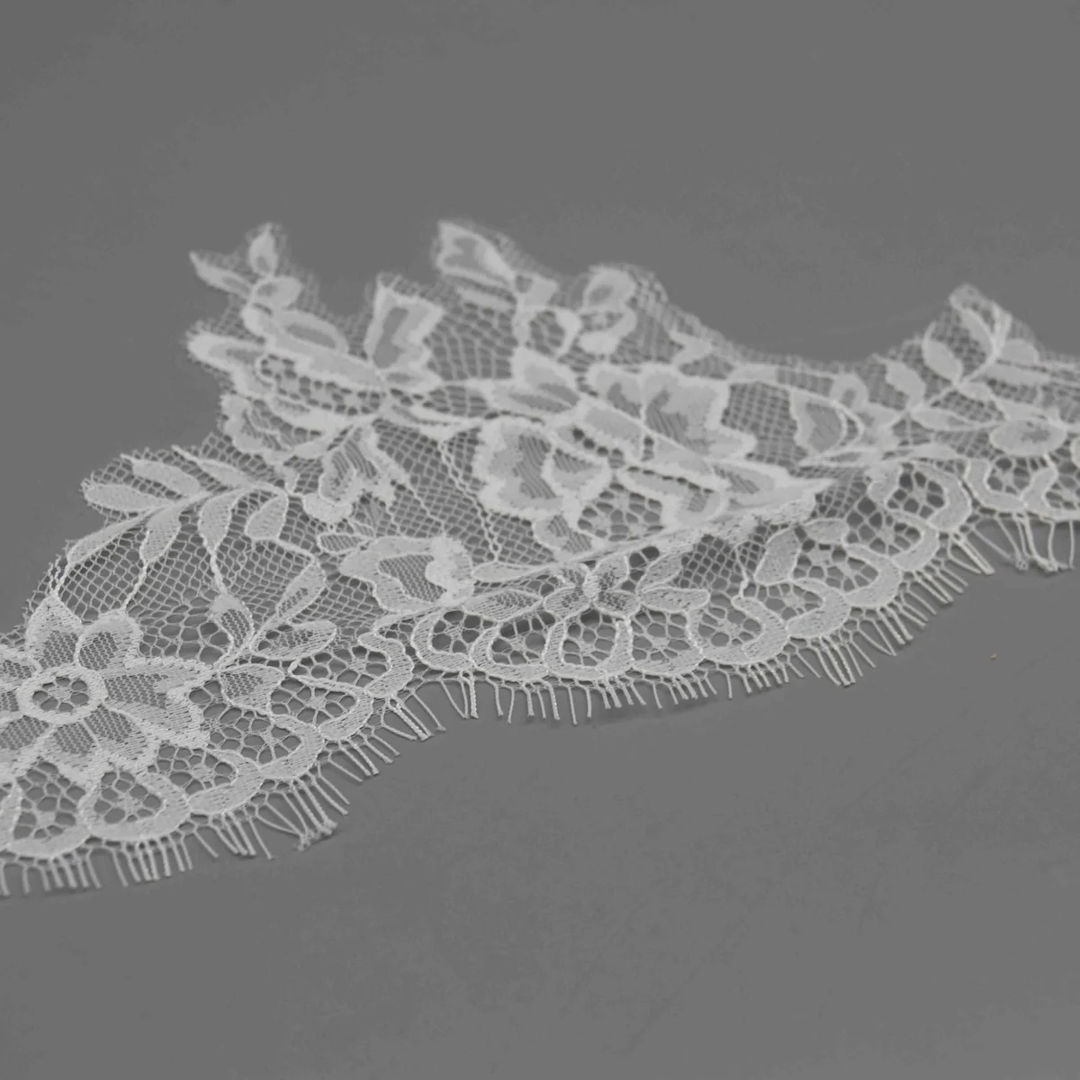 White Floral and Leaf Scalloped Lace Trim for Lingerie
