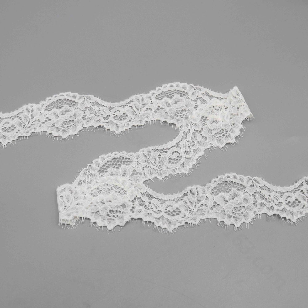 Sophisticated display of stretchy French lace trim ribbon