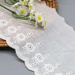 Fancy Embroidery 100% Cotton Eyelet Lace Trim for Kids Woman Clothing