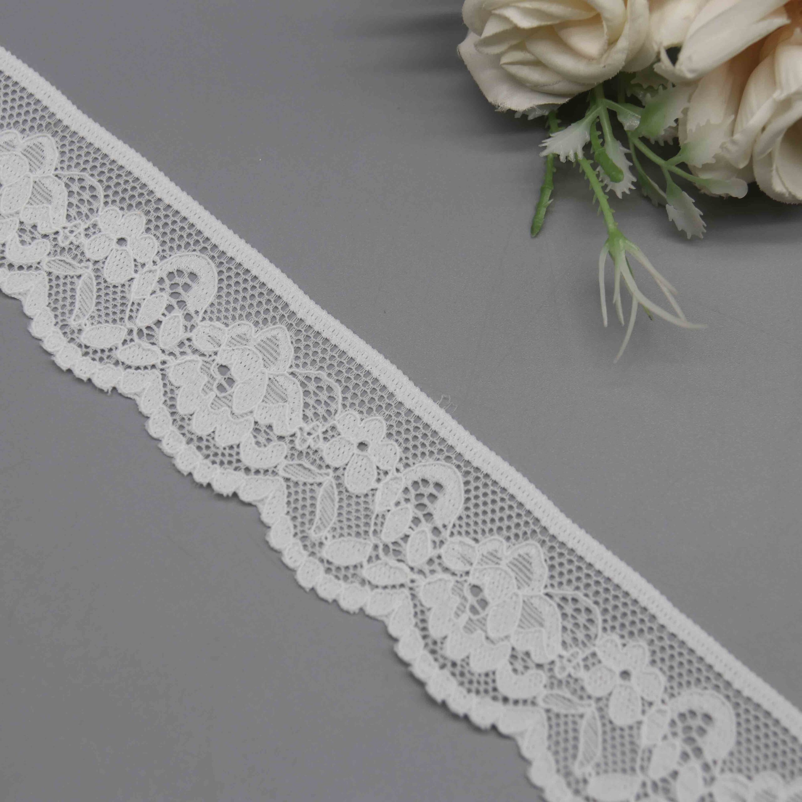 Classic Floral Elastic Lace Trim for Delicate Lingerie Straps and Accents - Image 3