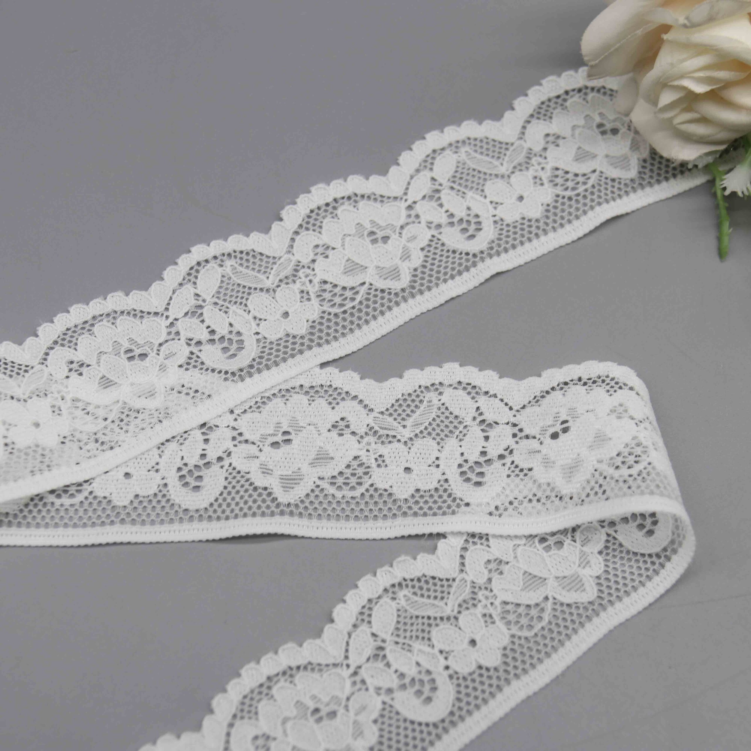 Classic Floral Elastic Lace Trim for Delicate Lingerie Straps and Accents - Image 4