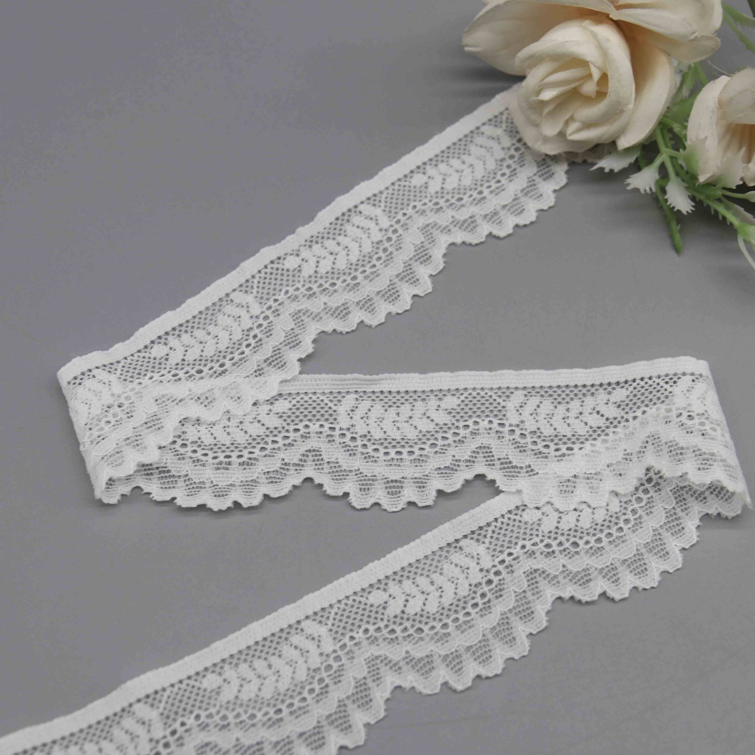 3.3cm Floral Stretch Lace Trim for Lingerie and Apparel Edging - Image 5