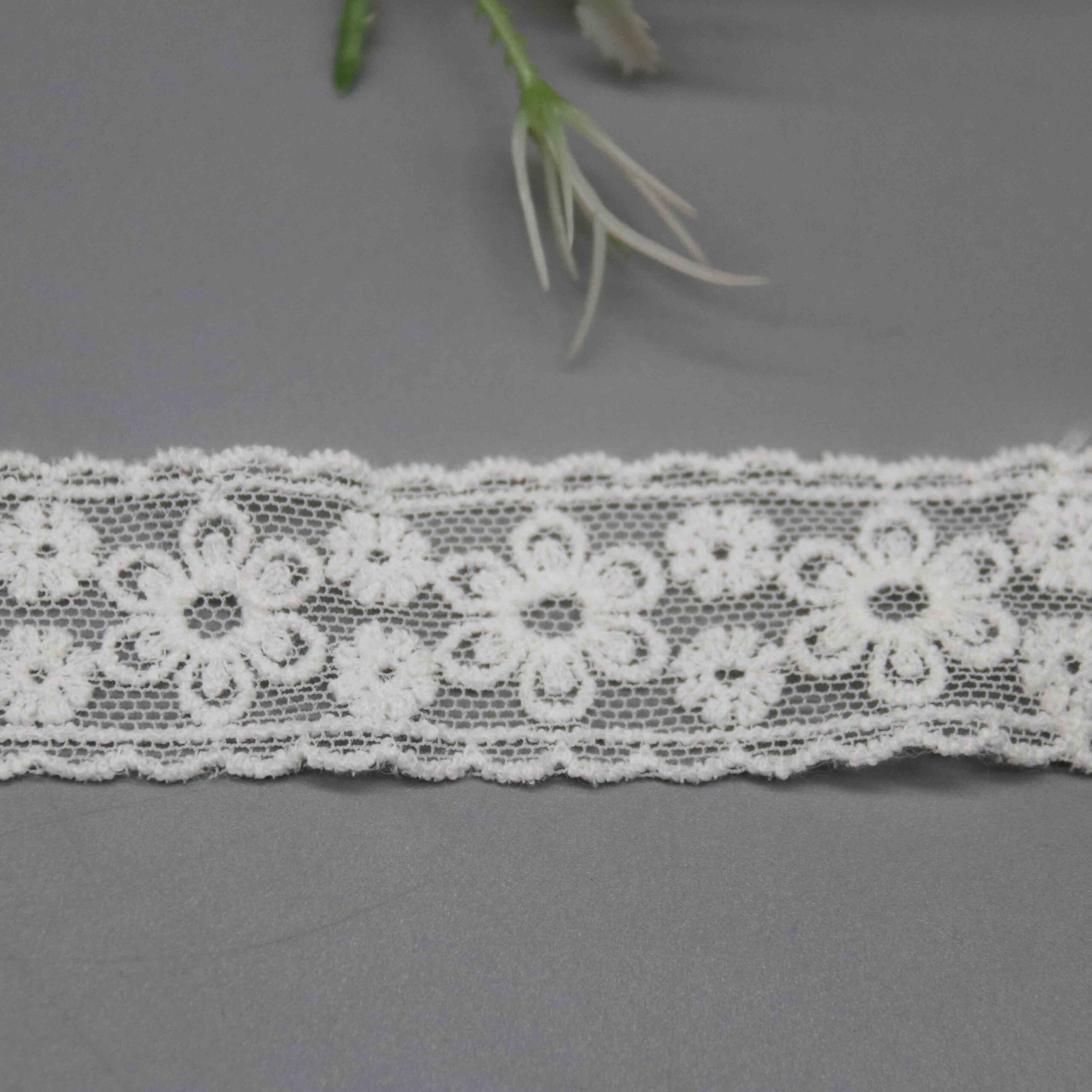 Cotton Mesh Embroidery Lace Ribbon White Floral Lace Trim for Garment Edge