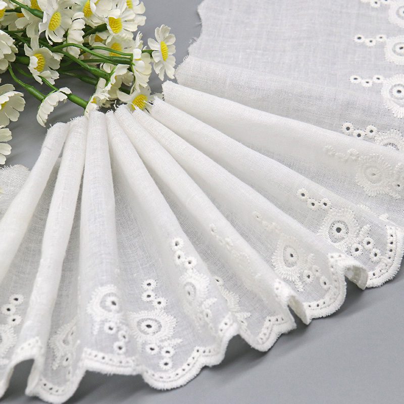 Fancy Embroidery 100% Cotton Eyelet Lace Trim for Kids Woman Clothing