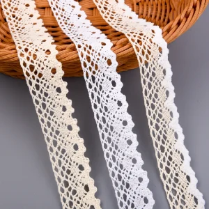 High-quality polyester cotton embroidery crochet lace trim, skin-friendly and ideal for women’s dress embellishments.