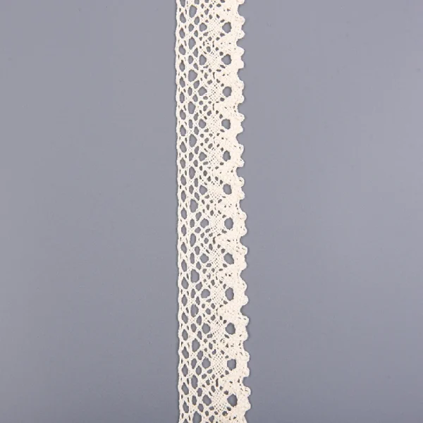 Soft and skin-friendly polyester cotton crochet lace trim featuring delicate embroidery, perfect for women’s dress design.
