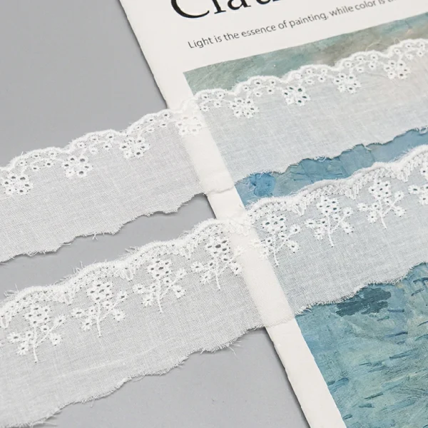 Premium cotton lace trim from factory direct, offering custom design services and fast prototyping, ideal for bridal, fashion, and craft projects.