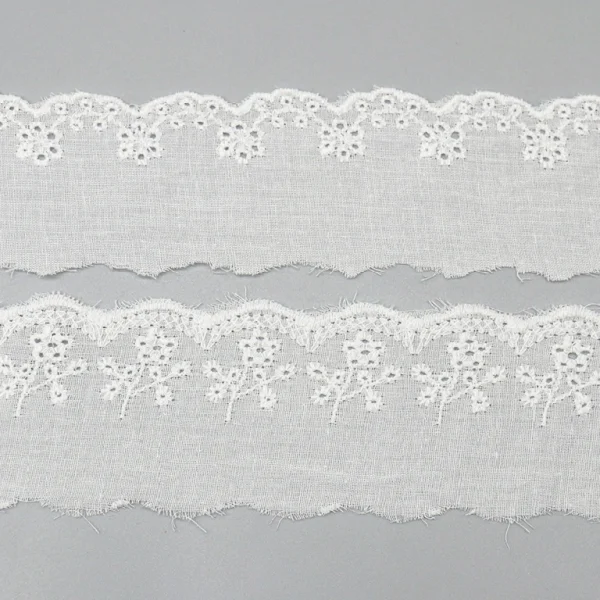Soft cotton lace trim directly from factory, supporting wholesale bulk orders with custom designs and rapid prototyping for fashion designers.