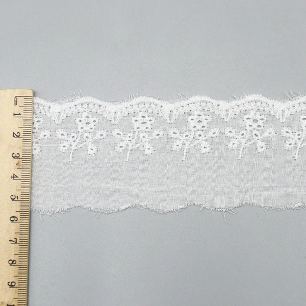 Factory direct supply of cotton lace trim featuring custom fashion and bridal design options along with fast prototype turnaround for bulk orders.