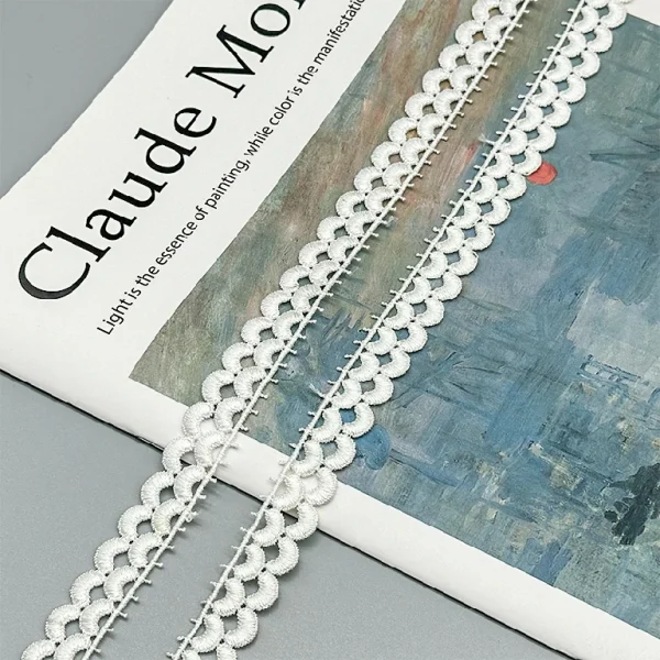 Water Soluble Lace Trim | D1984 – Delicate White Embroidery for Garments and Crafts - 图片 8