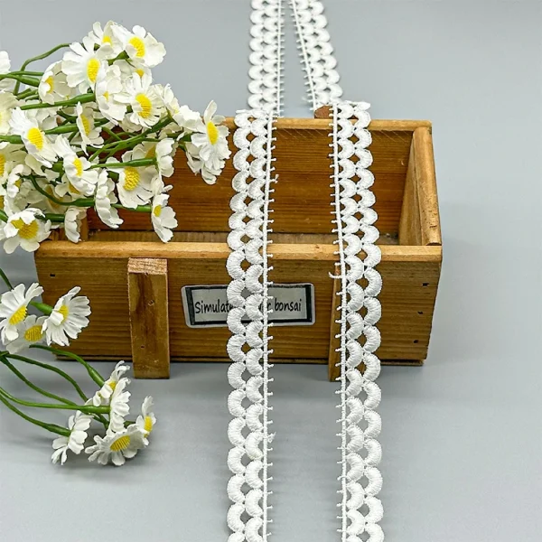 Water Soluble Lace Trim | D1984 – Delicate White Embroidery for Garments and Crafts - 图片 7
