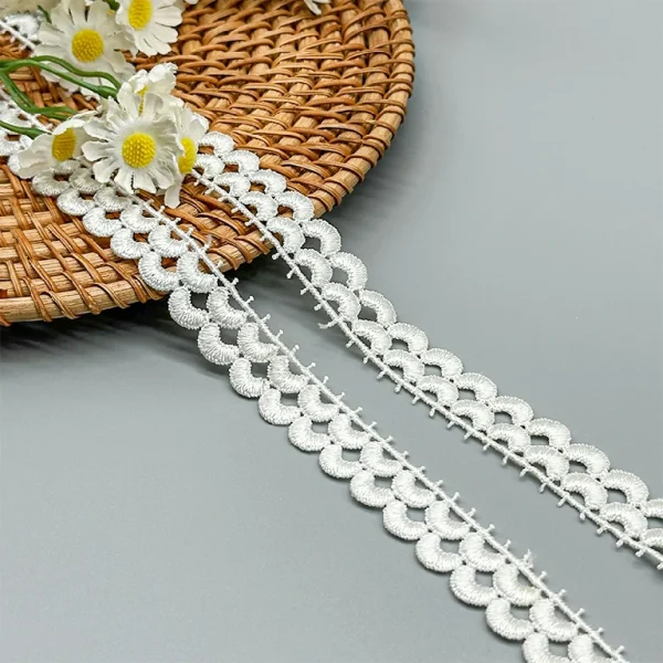 Water Soluble Lace Trim | D1984 – Delicate White Embroidery for Garments and Crafts - 图片 6