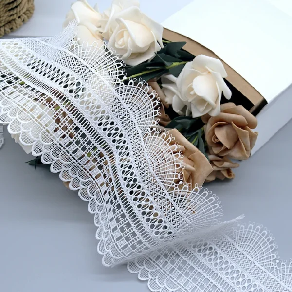 Luxury embroidery trimming lace made from water soluble fabric, ideal for elegant garment projects