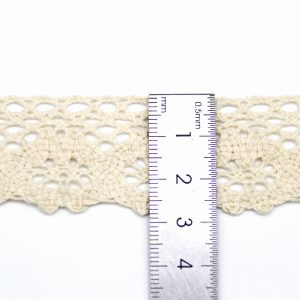 Soft, breathable cotton thread lace trim with fine embroidery, ideal for luxury textile and garment decoration projects.