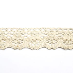 Handcrafted cotton thread lace featuring vintage-inspired floral patterns, suited for classic dressmaking and craft embellishments.