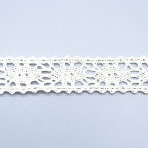 Natural cotton thread lace trim showcasing soft texture and fine craftsmanship, ideal for adding elegant accents to clothing.