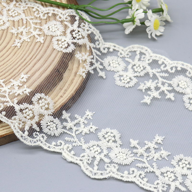 Product display featuring grosgrain ribbon lace and bias piping cord lace in multiple widths and colors, suitable for private-label garment manufacturing.