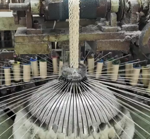 View of a large-scale cotton lace production facility combining skilled craftsmanship and advanced manufacturing equipment for bulk lace orders.