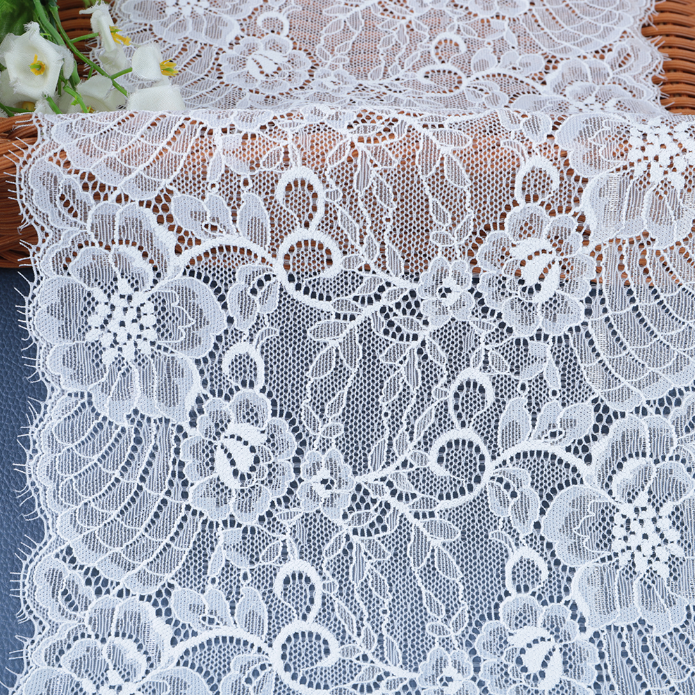 Two-tone vintage lace trim showing contrasting threads in a polyester–cotton mix, perfect for handbags, headbands, and accessories.