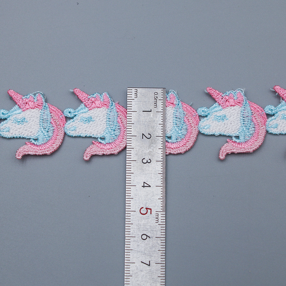 Side‑by‑side comparison of vivid color lace florals and clean white base trims designed to be dyed on demand for seasonal collections.