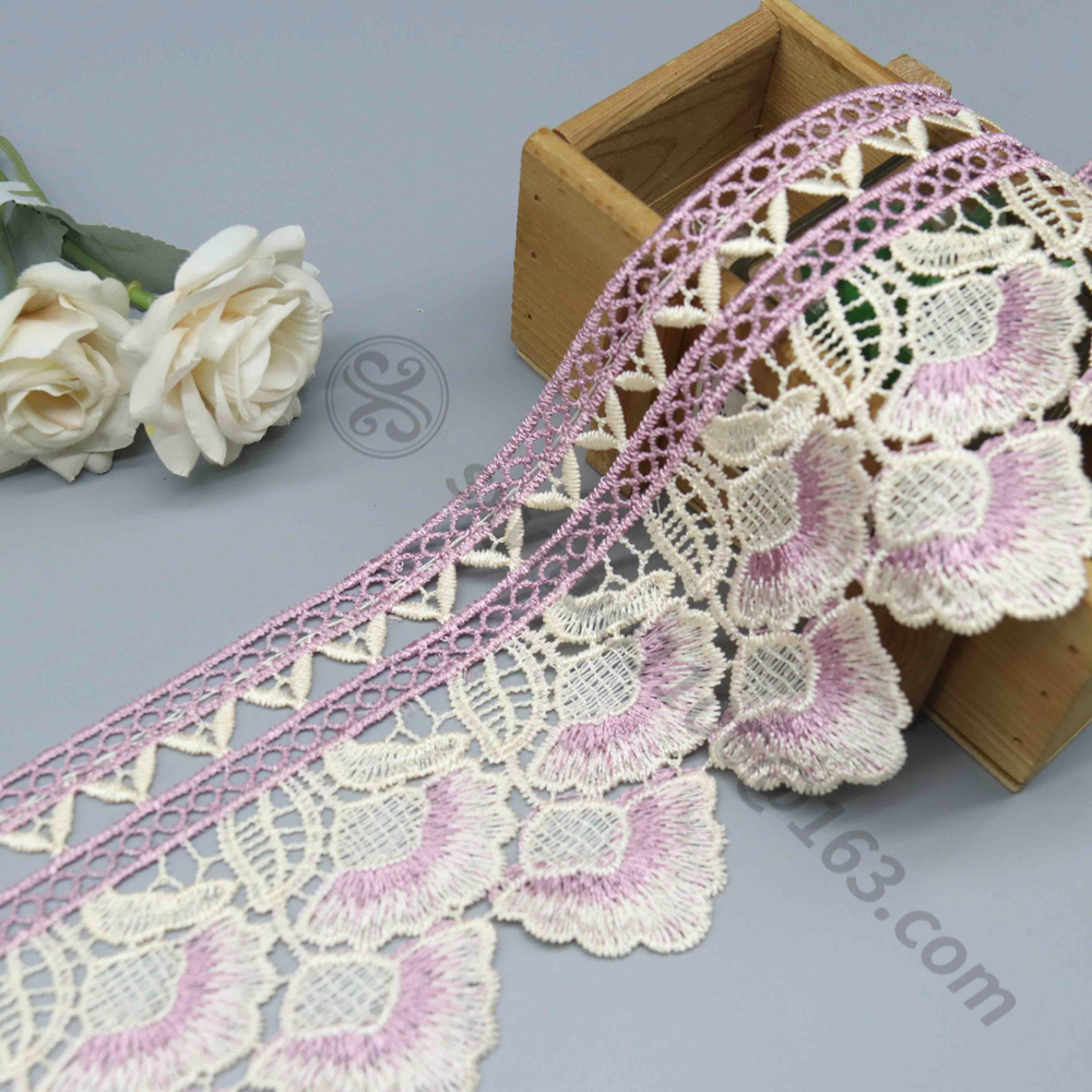 Soft, flexible embroidery water soluble lace and lightweight eyelet fabric, both in water-soluble form to suit various collection requirements.