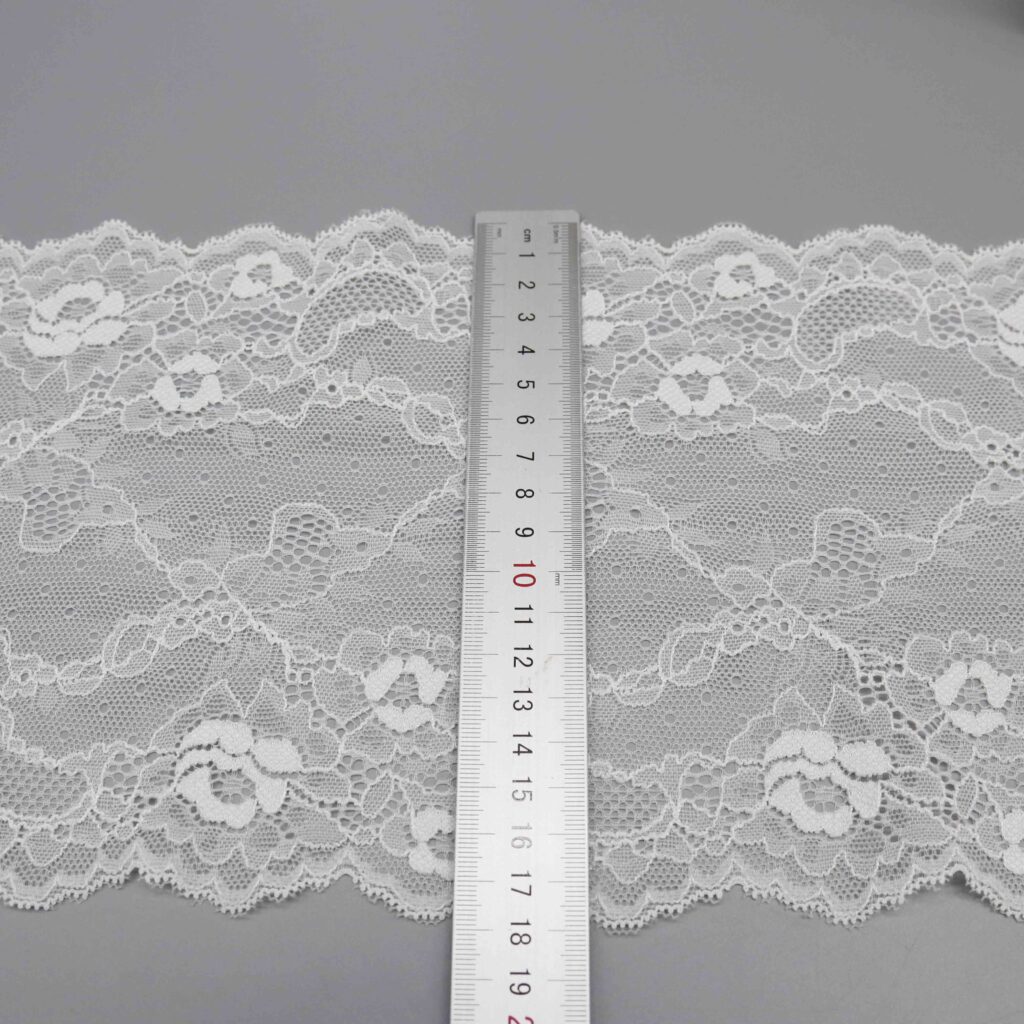 Artistic close-up of popular white lace trim ribbon