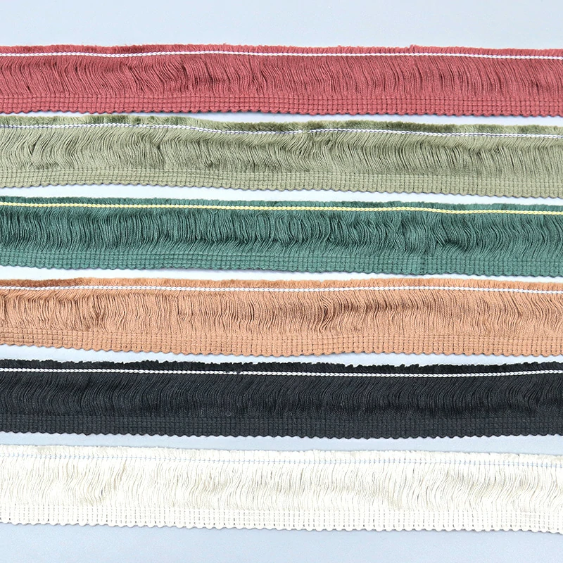 Brushed Wave Cotton Fringe Lace Trim 3.2cm on roll showing bulk availability