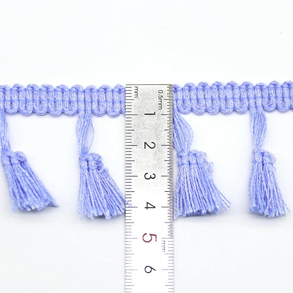 Broom Tassel Polyester Fringe Trim sage green on roll