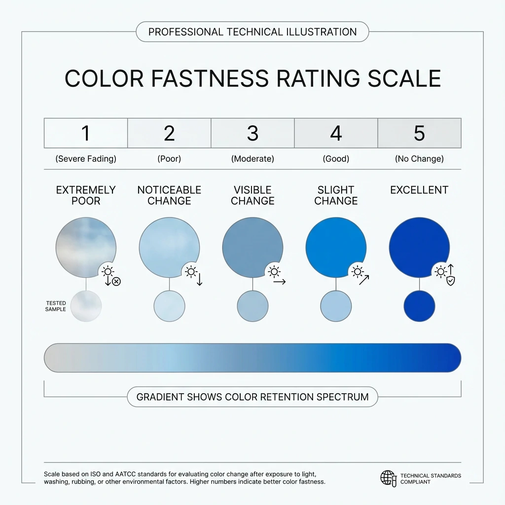 Color fastness rating scale chart