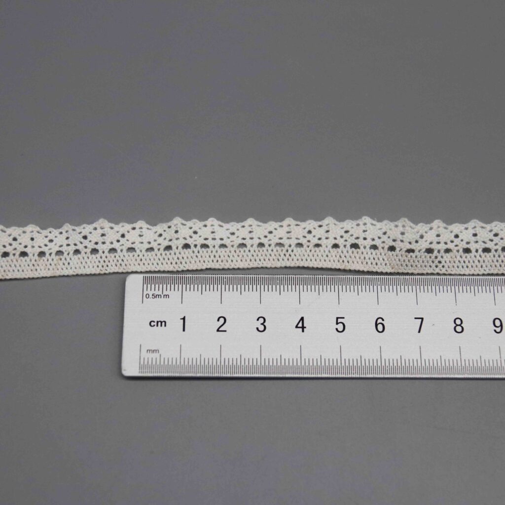 Horizontal ruler placement illustrating the spacing and scale of the eyelet design cycle