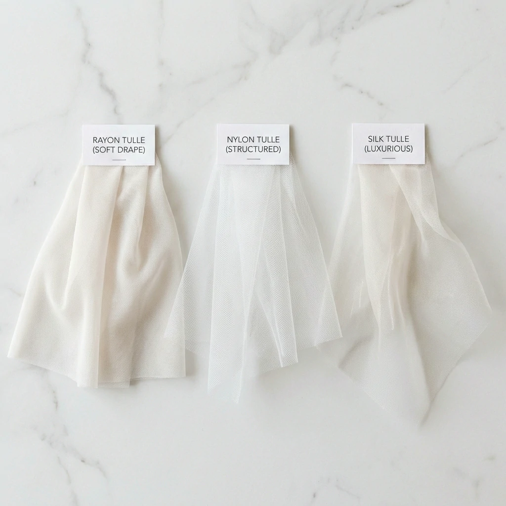 Comparison of rayon tulle, nylon tulle, and silk tulle fabrics