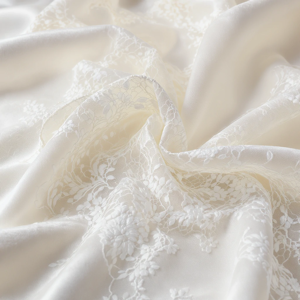 Delicate Chantilly lace fabric for wedding dresses