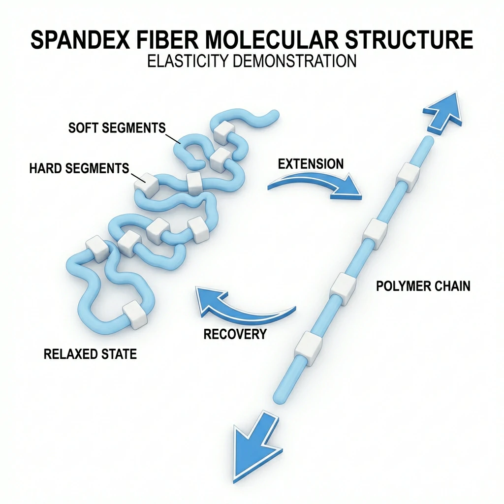 Spandex molecular structure with hard and soft segments