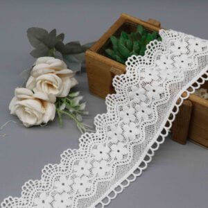 Macro close-up capturing intricate flower motifs and delicate openwork thread craftsmanship.